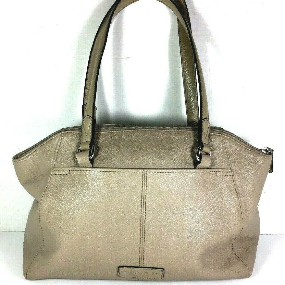 Tignanello Large Beige Leather Satchel Shoulder Bag - Distressed